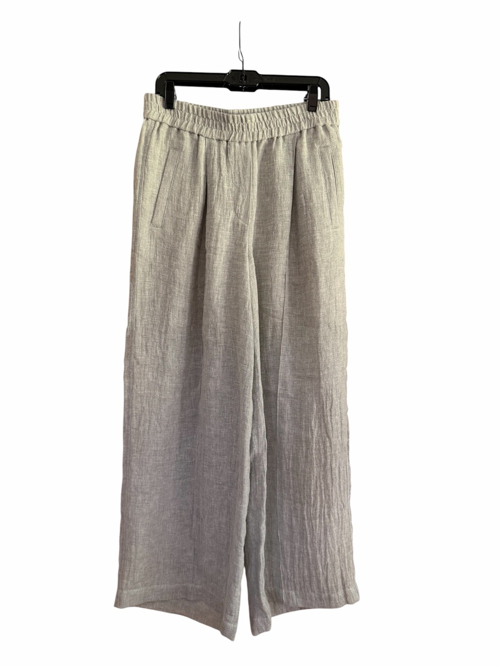 Brunello Cucinelli Light Gray Wide-Leg Linen Pants
